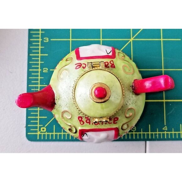 Libra tea pot Trinket‎ jewelry Box "sept 23 - oct 23" balance pink green gold - Picture 10 of 11